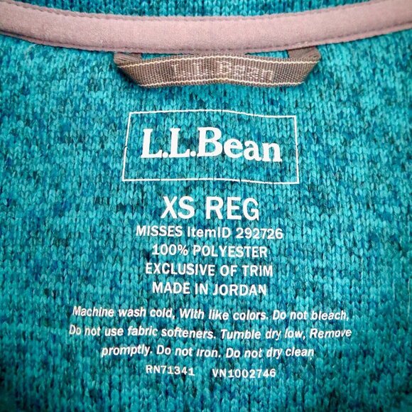 NEW! L.L.Bean 1/4 Snap Sweater Fleece Pullover Turquoise Blue SZ XS - Picture 12 of 13
